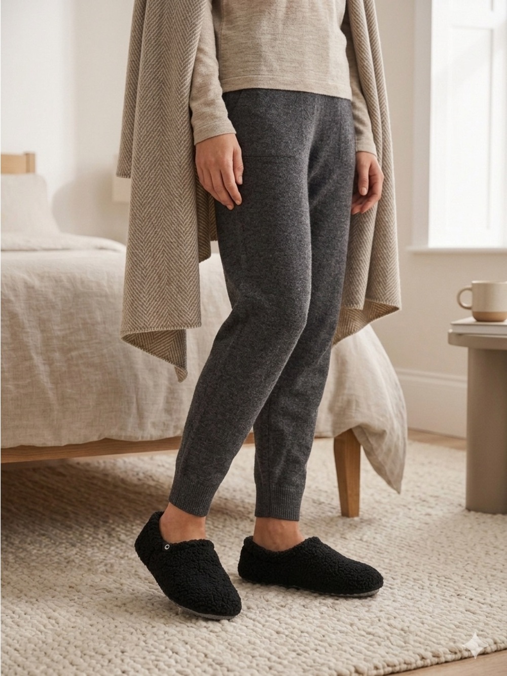 Cozy Black Women's Sherpa Slippers - Picture 2 of 6